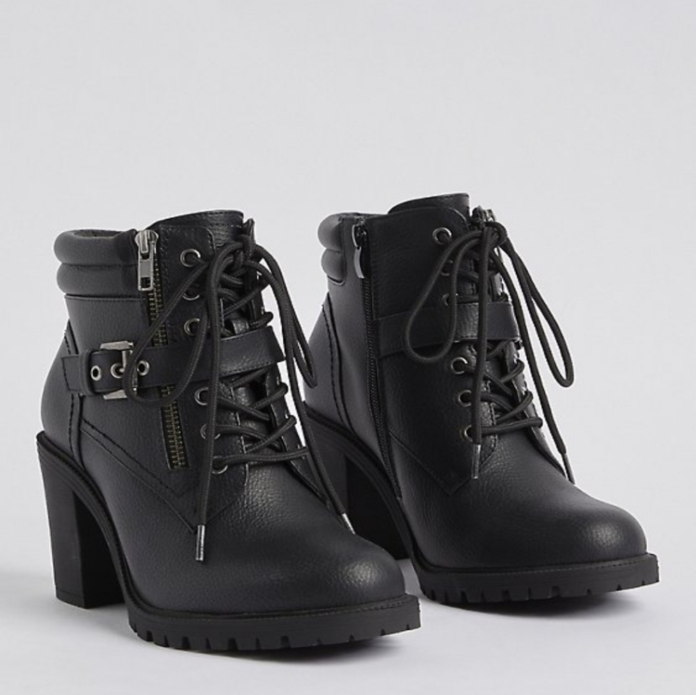 Wide width hiker heel zip up black Torrid boots